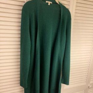 Eileen Fisher duster length green cardigan size Small